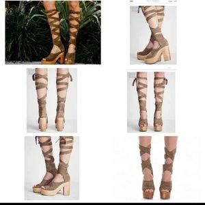 Free People Touch the Sky platform lace up heels